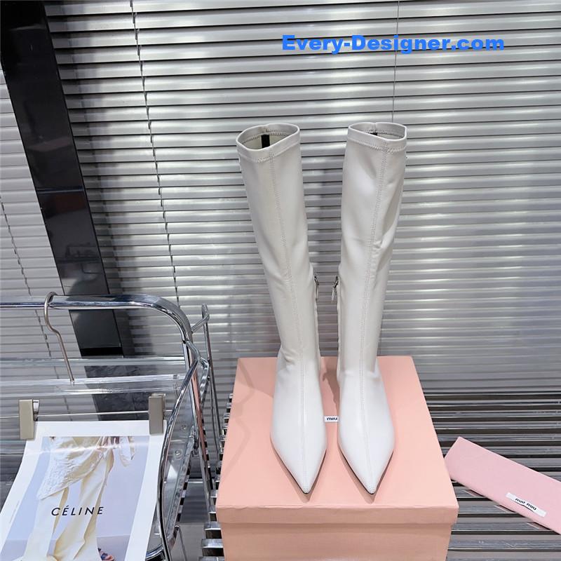 M1um1u autumn and winter new pointed mid-calf boots boots