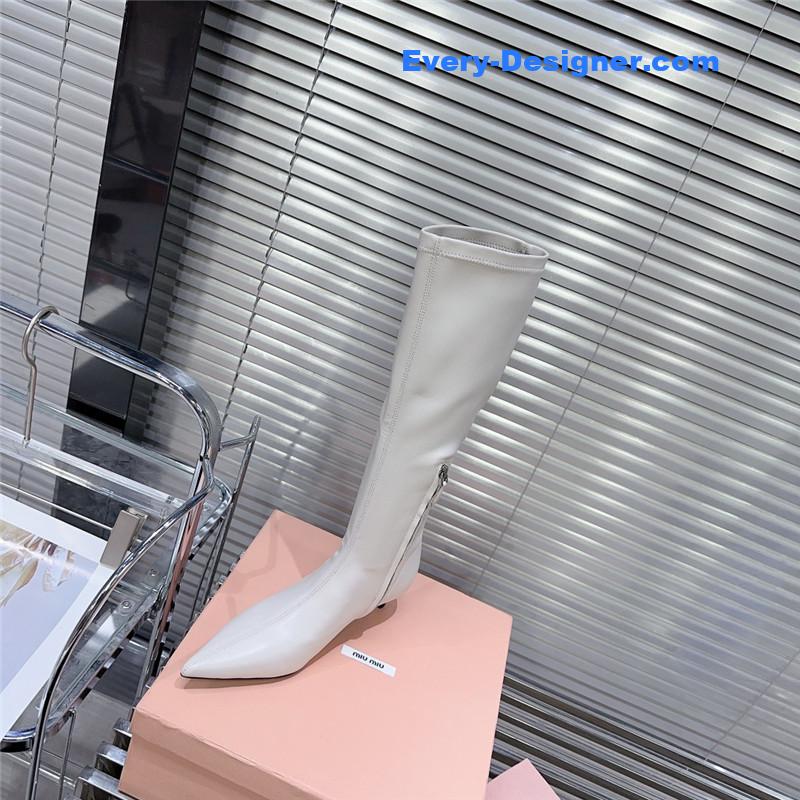 M1um1u autumn and winter new pointed mid-calf boots boots