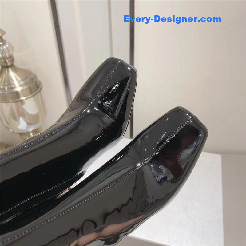 J1m*y Ch00 black patent leather block heel ankle boots