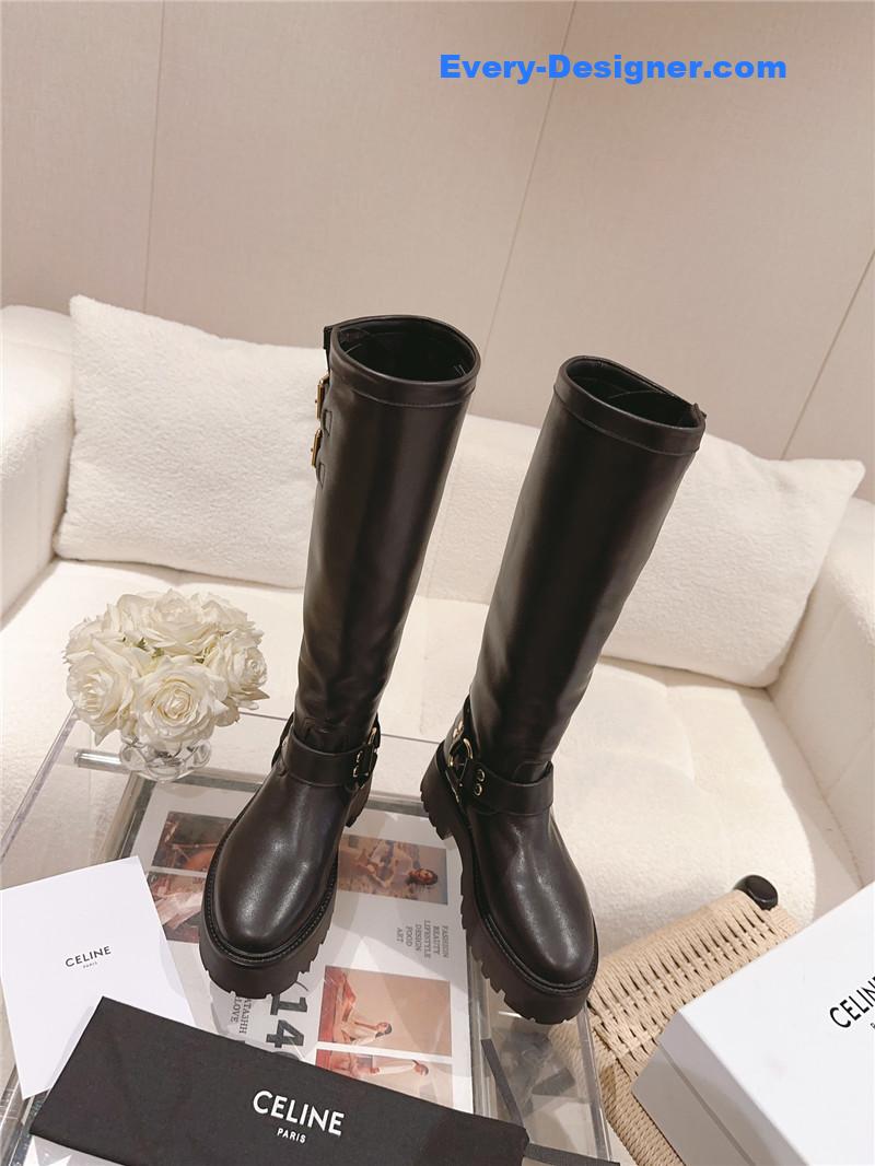 Ce1i*e belt buckle long riding boots