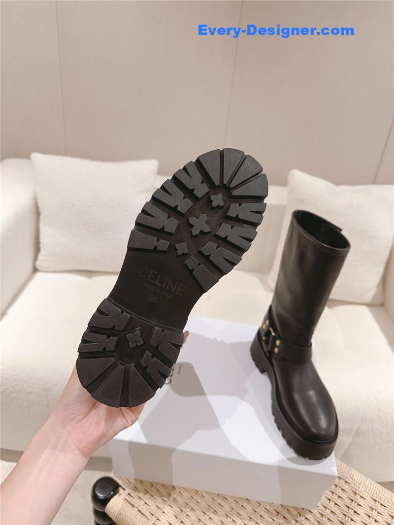 Ce1i*e belt buckle mid calf boots