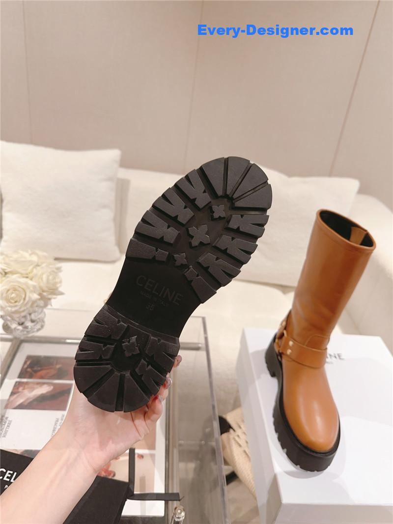 Ce1i*e belt buckle mid calf boots