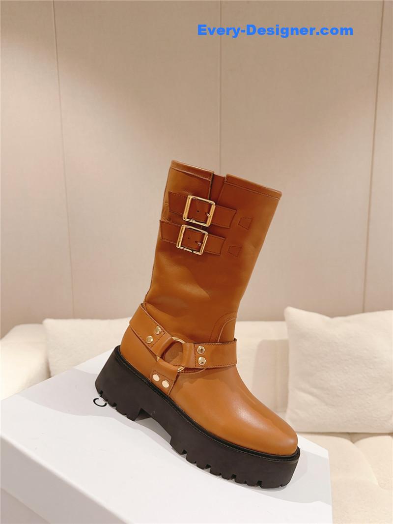Ce1i*e belt buckle mid calf boots