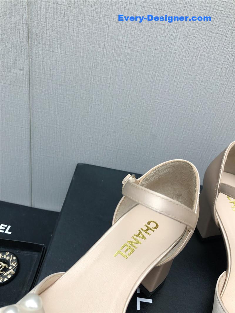 CC new small fragrant pearl buckle Mary Jane shoes