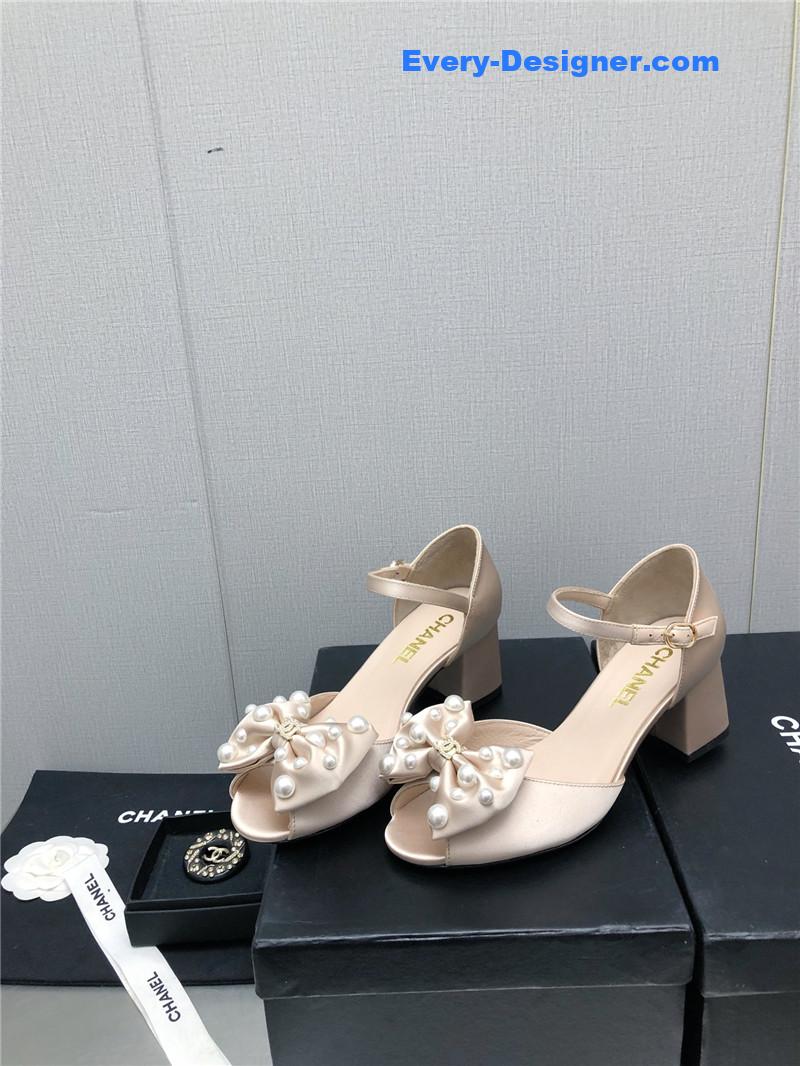 CC new small fragrant pearl buckle Mary Jane shoes