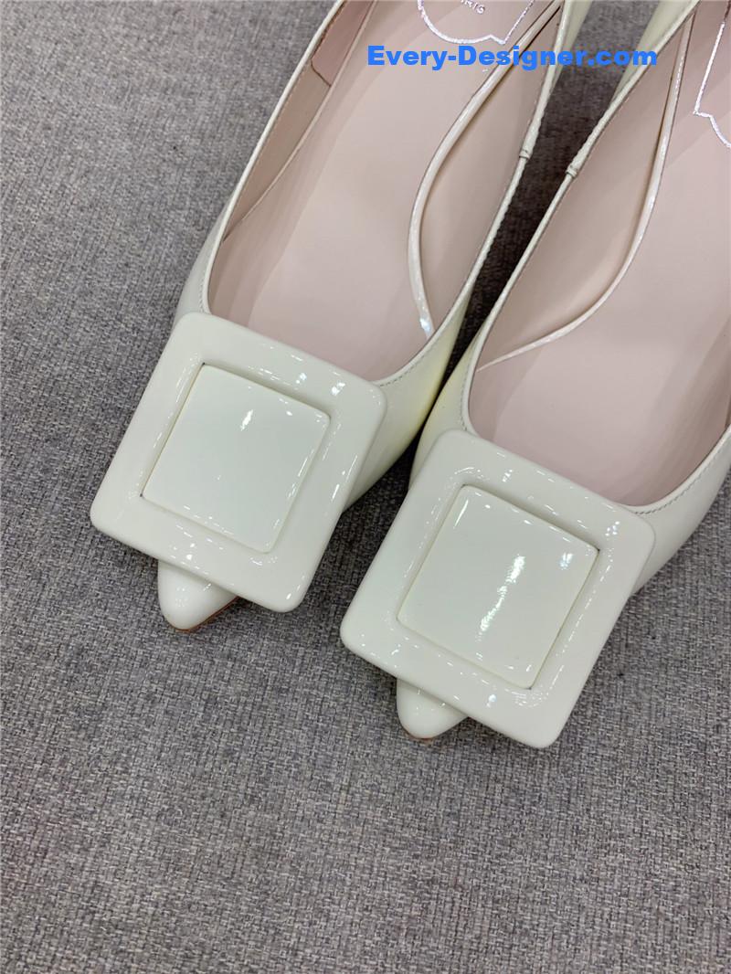 Roger vivier new leather buckle cat heel shoes