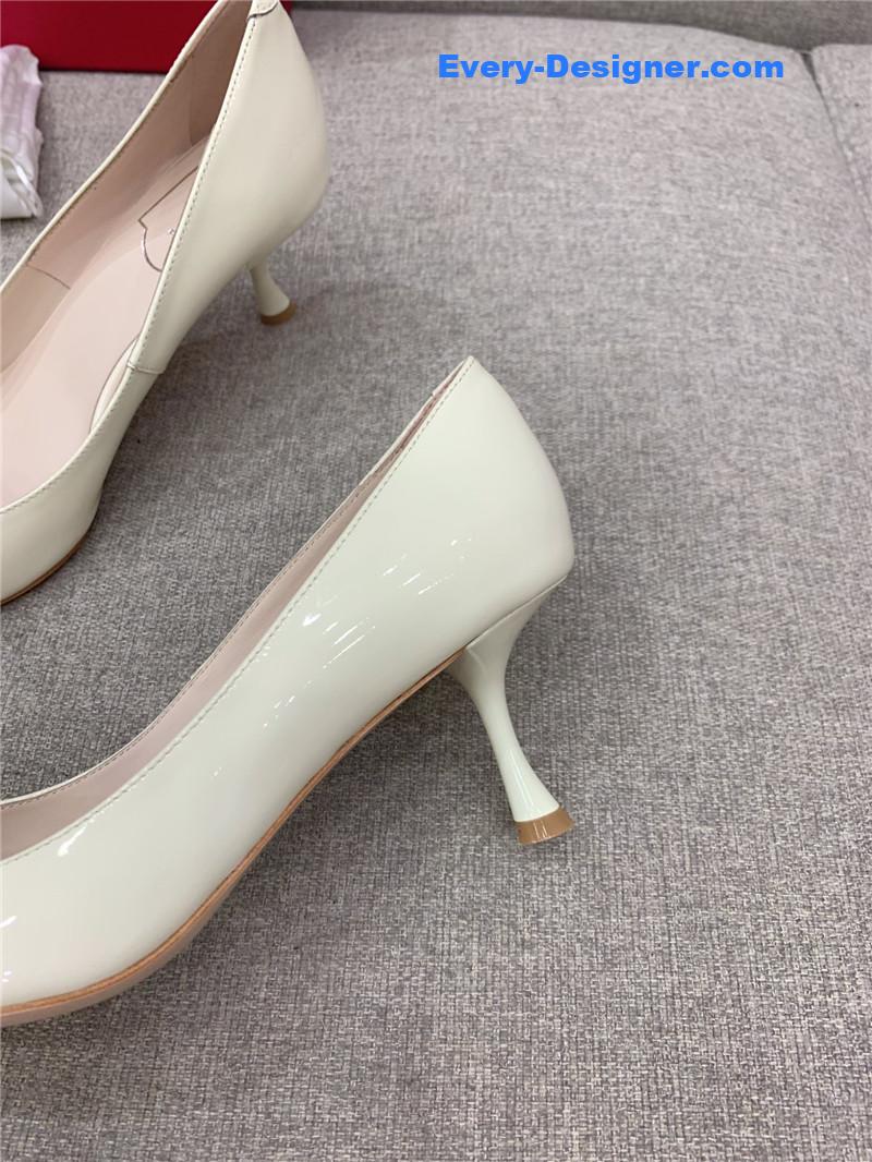 Roger vivier new leather buckle cat heel shoes