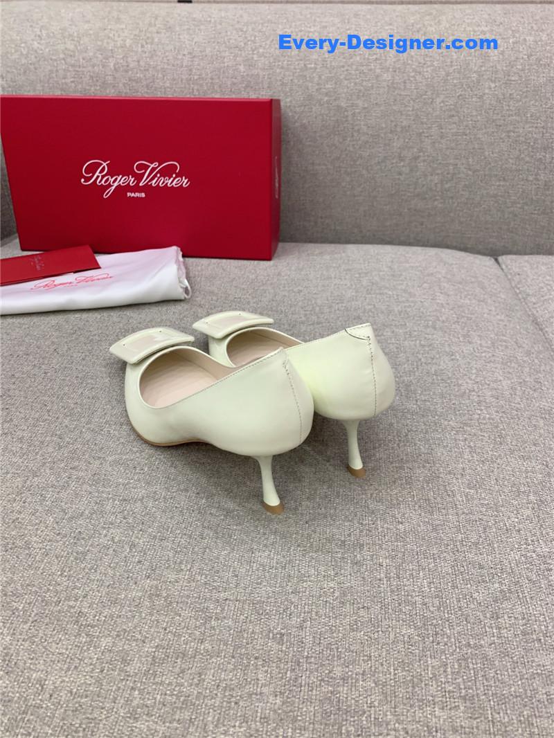 Roger vivier new leather buckle cat heel shoes