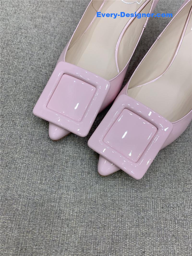 Roger vivier new leather buckle cat heel shoes