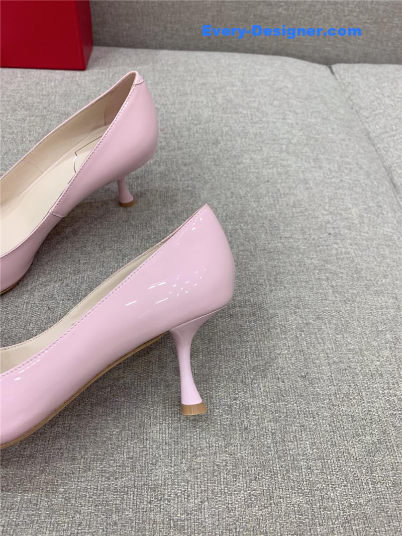 Roger vivier new leather buckle cat heel shoes