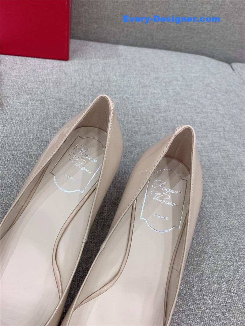 Roger vivier new leather buckle cat heel shoes