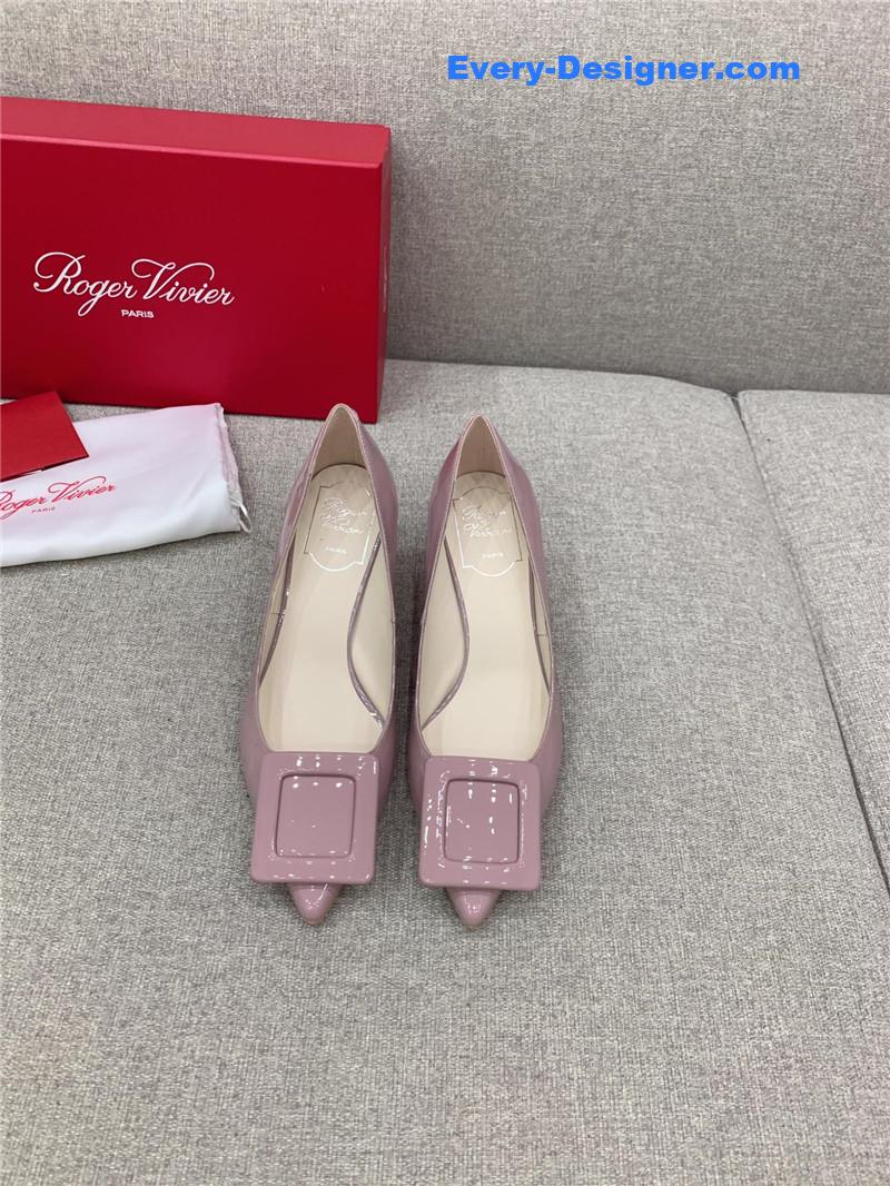 Roger vivier new leather buckle cat heel shoes