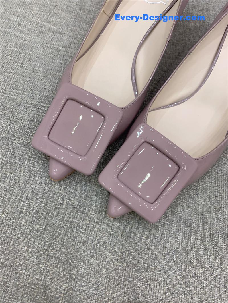 Roger vivier new leather buckle cat heel shoes