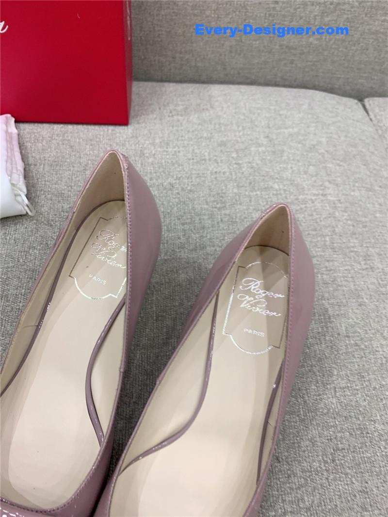 Roger vivier new leather buckle cat heel shoes