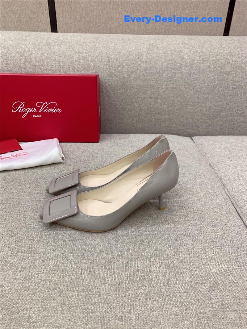 roger u1u1er new leather buckle cat heel shoes