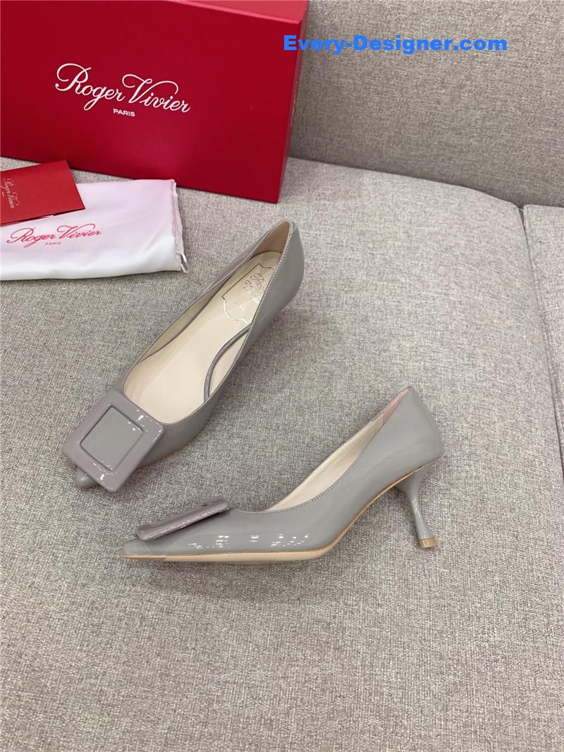 roger u1u1er new leather buckle cat heel shoes