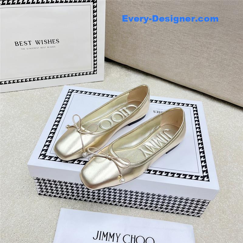 J1m*y Ch00 pearl bow ballerina flats