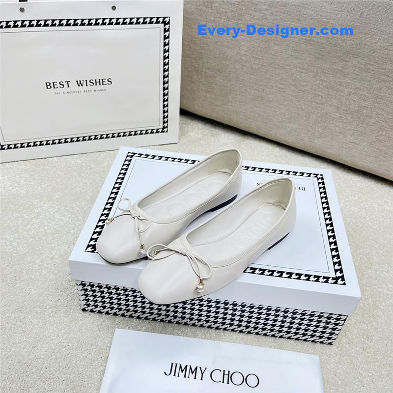 J1m*y Ch00 pearl bow ballerina flats