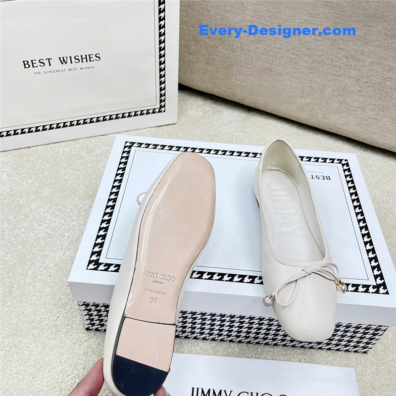 J1m*y Ch00 pearl bow ballerina flats