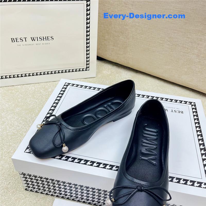 J1m*y Ch00 pearl bow ballerina flats