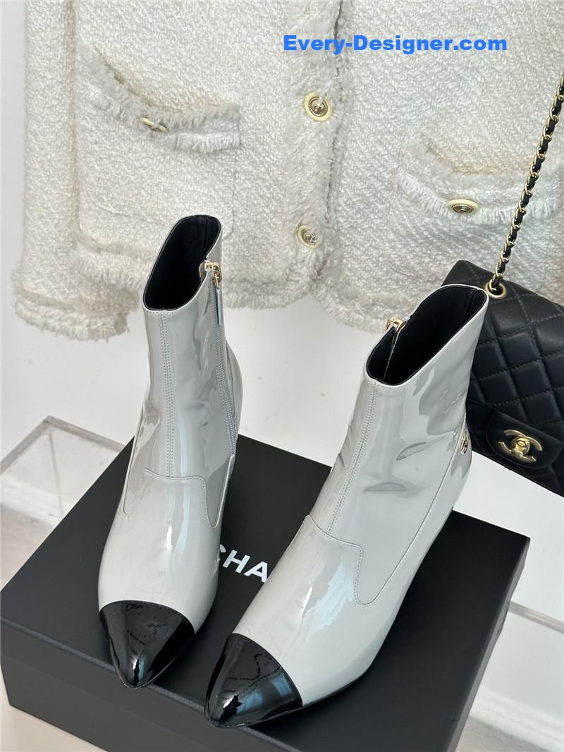 CC double C pointed chunky heel ankle boots