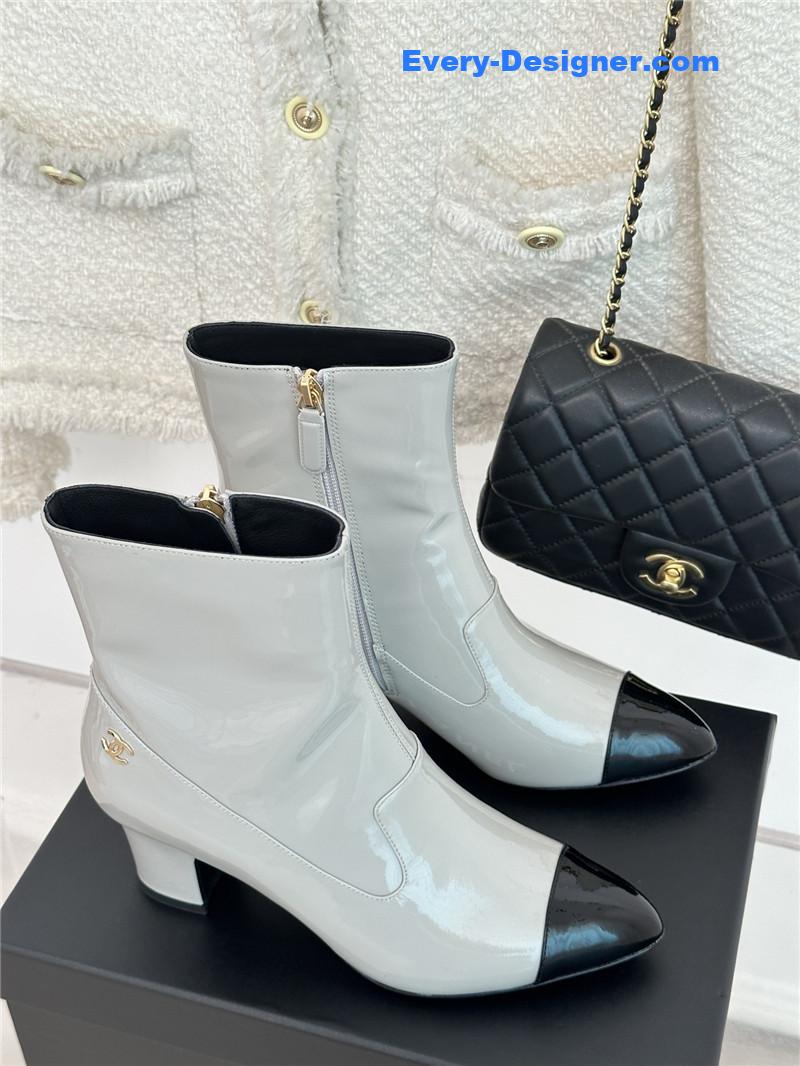 CC double C pointed chunky heel ankle boots