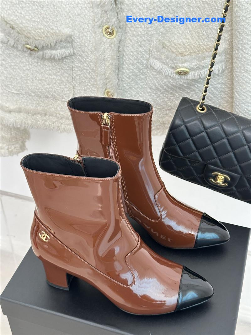 CC double C pointed chunky heel ankle boots