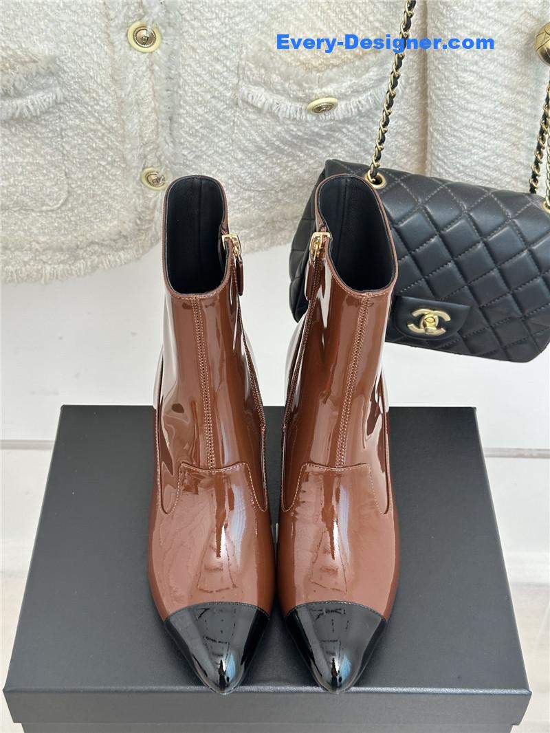 CC double C pointed chunky heel ankle boots