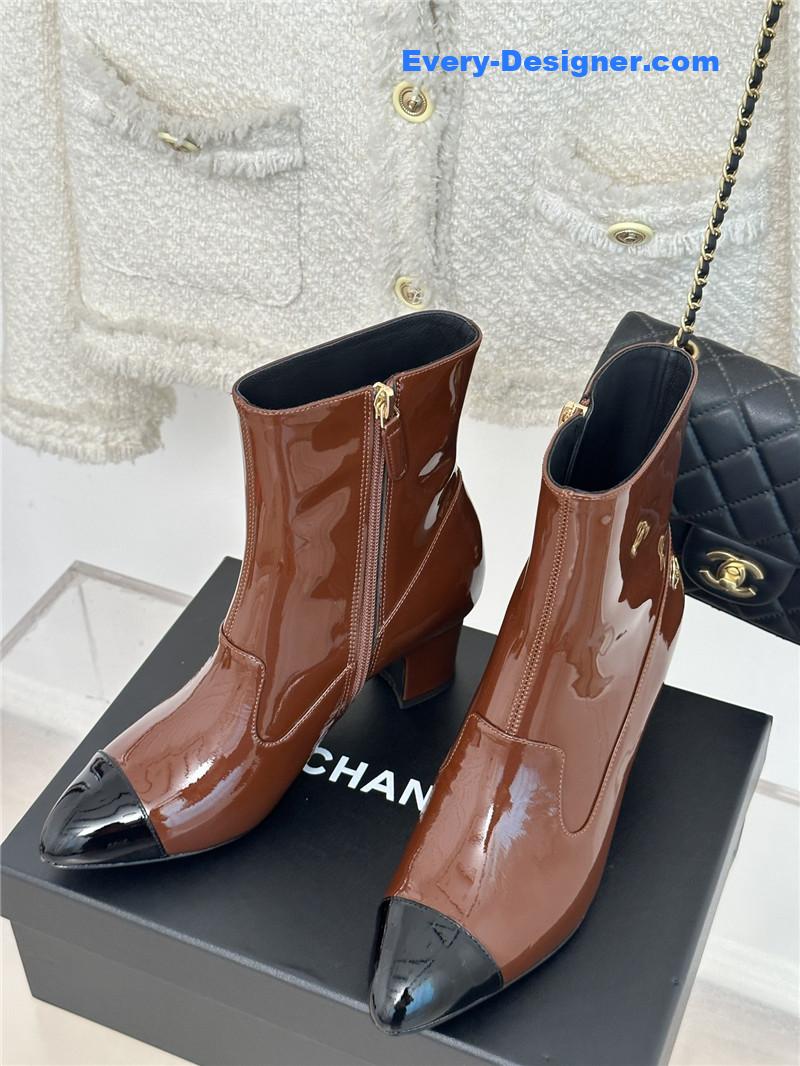 CC double C pointed chunky heel ankle boots