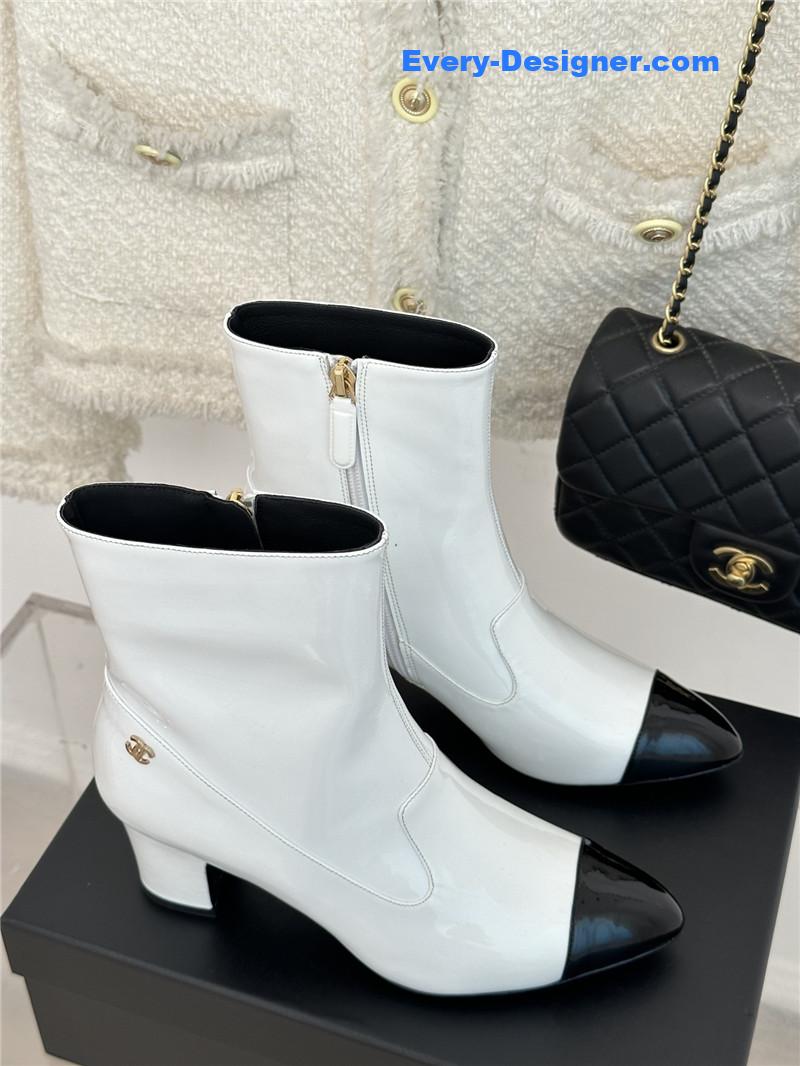 CC double C pointed chunky heel ankle boots