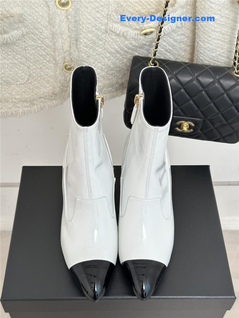 CC double C pointed chunky heel ankle boots