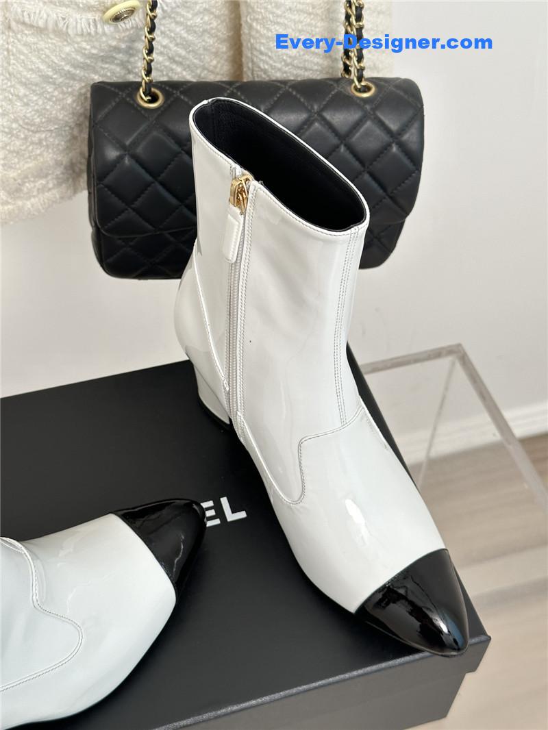 CC double C pointed chunky heel ankle boots