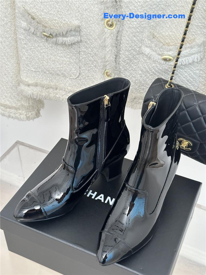 CC double C pointed chunky heel ankle boots