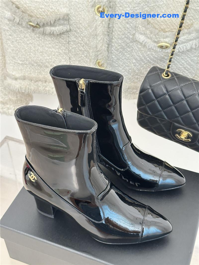 CC double C pointed chunky heel ankle boots