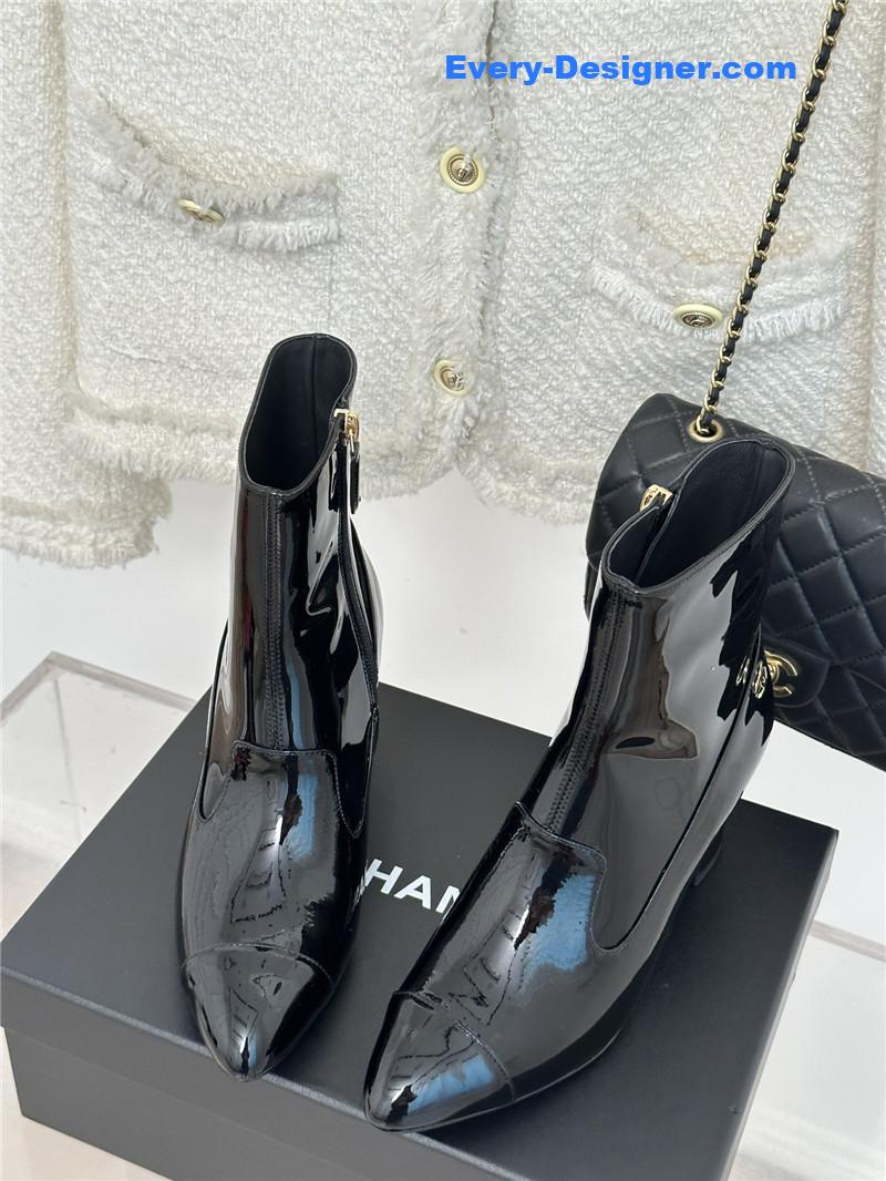 CC double C pointed chunky heel ankle boots