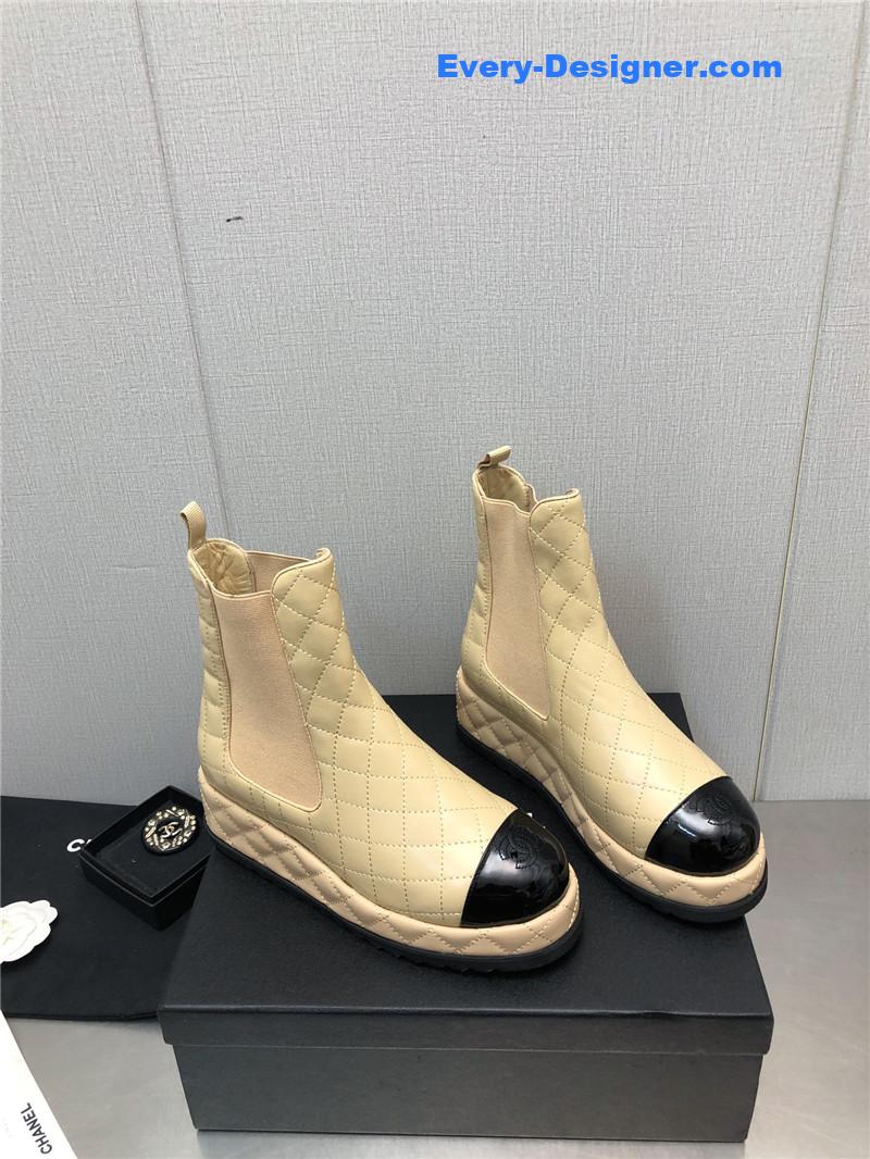 CC new rhombus thick-soled elastic ankle boots
