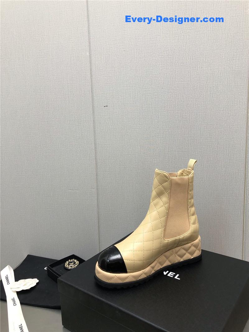 CC new rhombus thick-soled elastic ankle boots