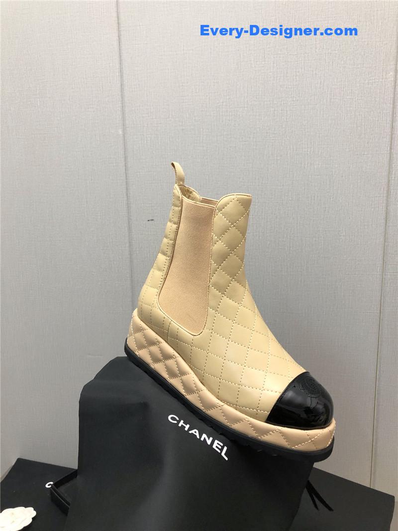 CC new rhombus thick-soled elastic ankle boots