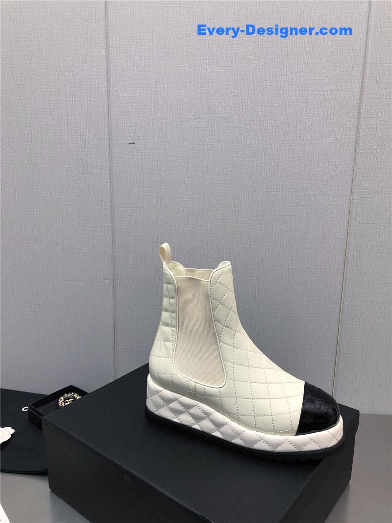 CC new rhombus thick-soled elastic ankle boots