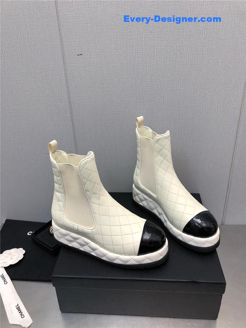 CC new rhombus thick-soled elastic ankle boots