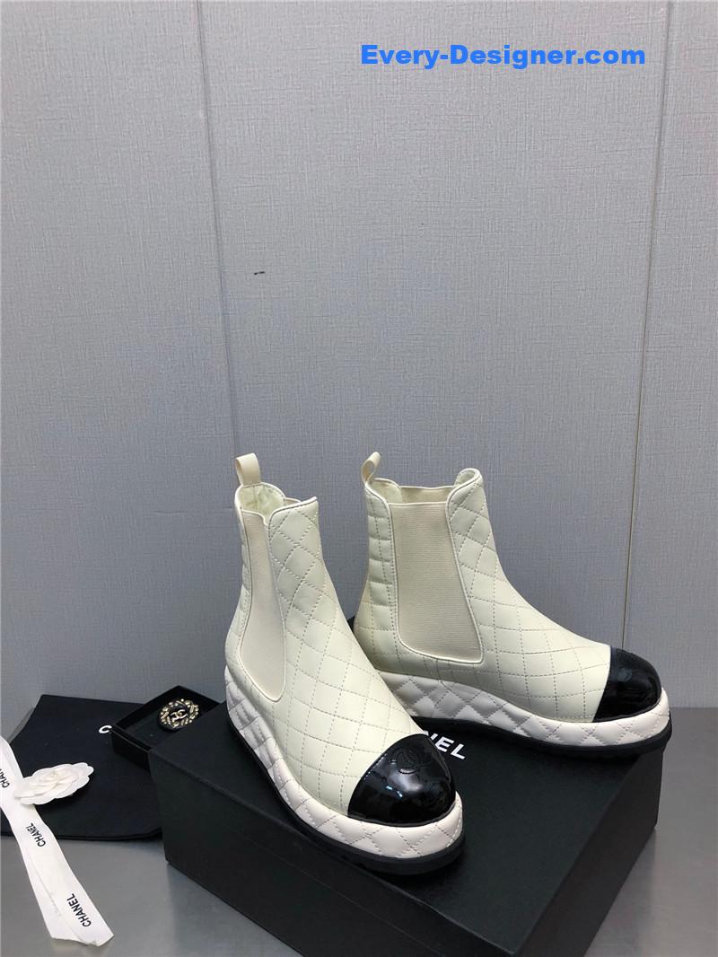 CC new rhombus thick-soled elastic ankle boots