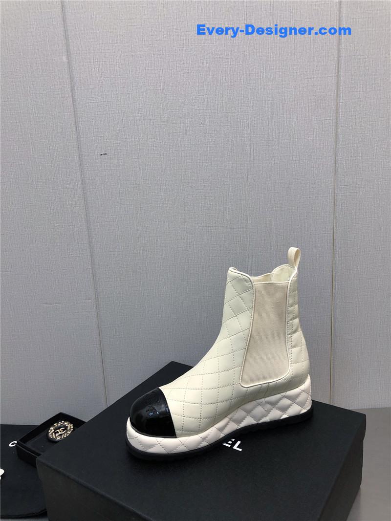 CC new rhombus thick-soled elastic ankle boots