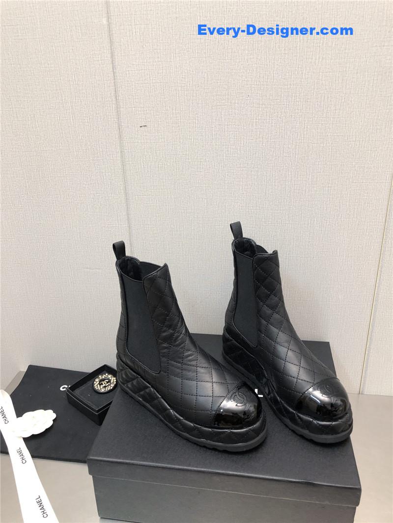 CC new rhombus thick-soled elastic ankle boots