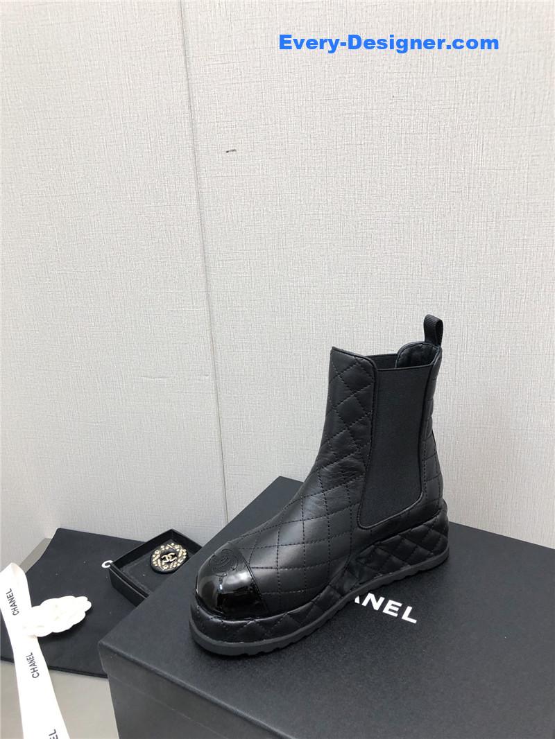 CC new rhombus thick-soled elastic ankle boots