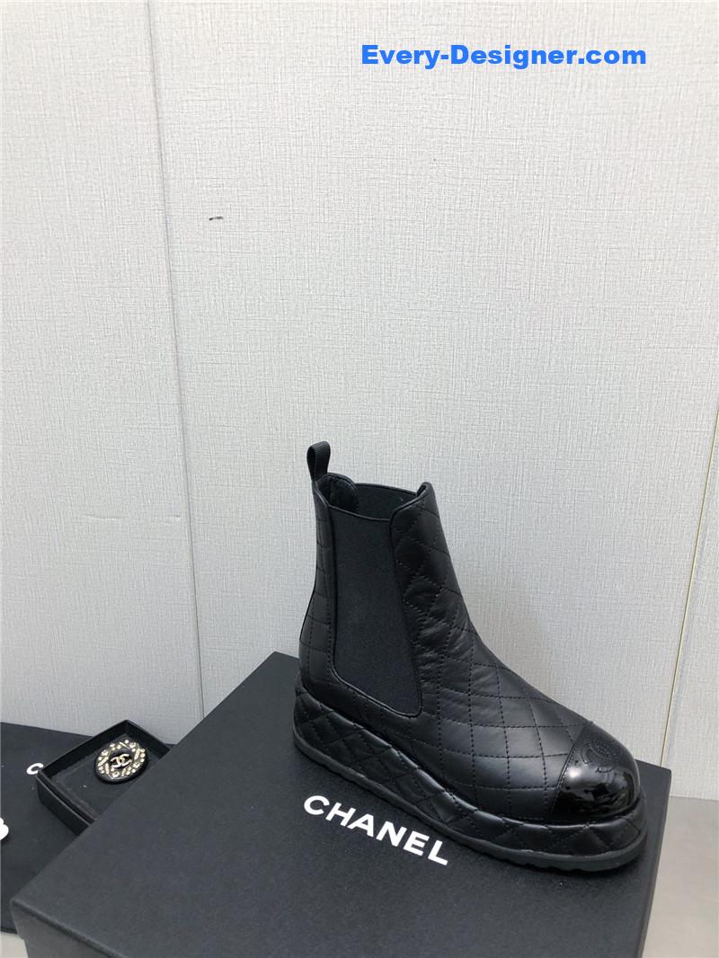 CC new rhombus thick-soled elastic ankle boots