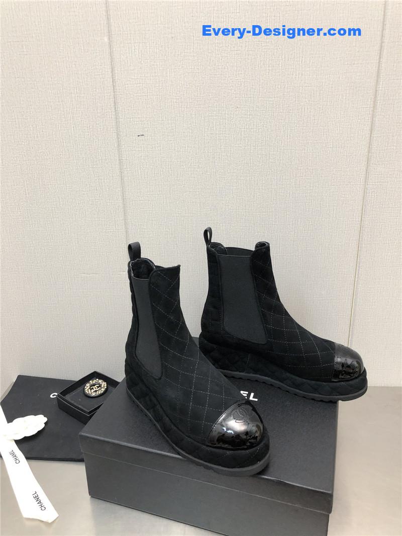 CC new rhombus thick-soled elastic ankle boots