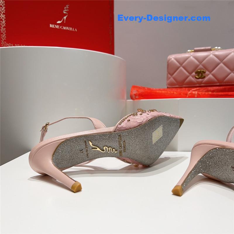 rene caovilla crystal jeweled silk heels
