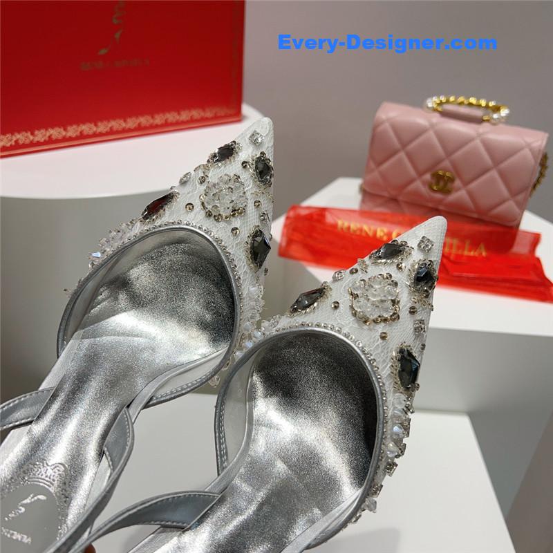 rene caovilla crystal jeweled silk heels