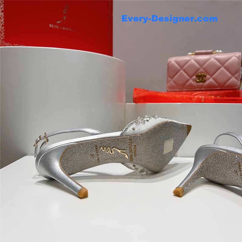 rene caovilla crystal jeweled silk heels