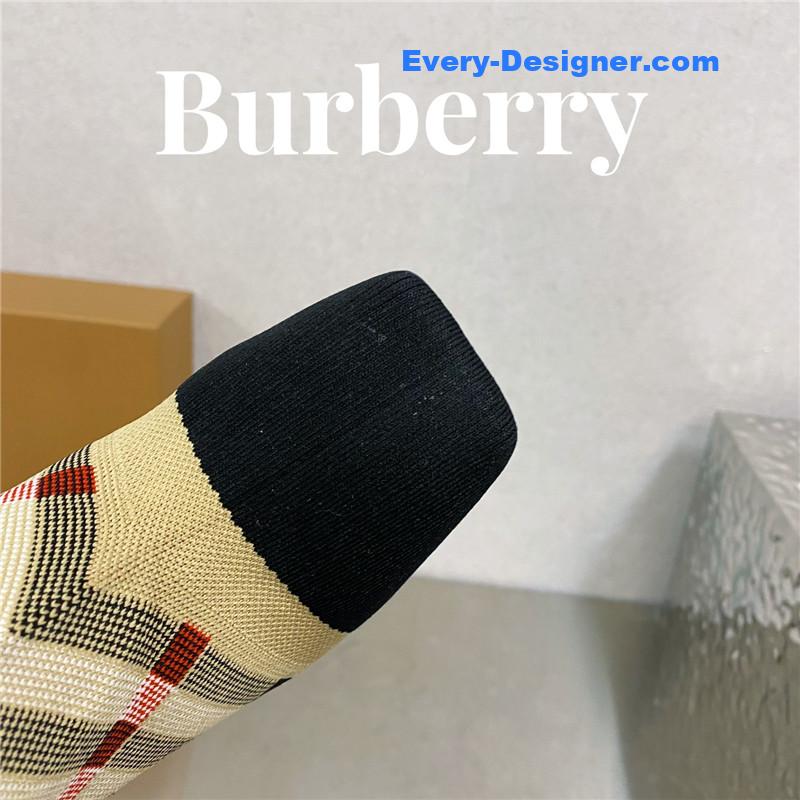 Bv*b*rry square-toe stiletto checked stretch-knit sock boots